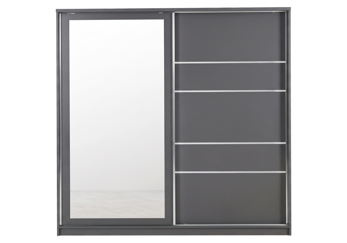 Chambre complète lit coffre armoire 180 anthracite | Star