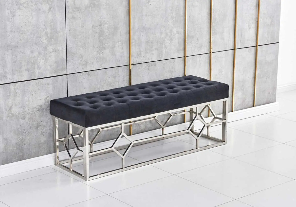 Banc design en noir et métal argenté | Novia