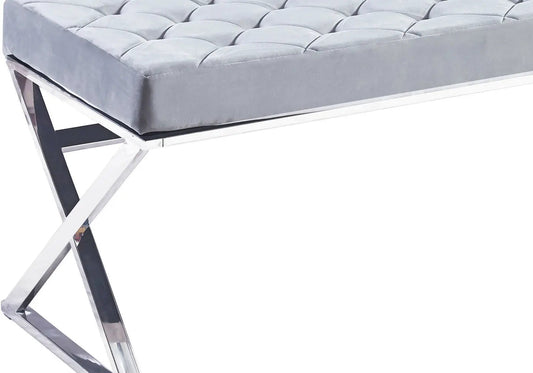 Banc design en gris et acier chromé | Veltis