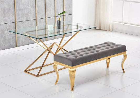 Banc design en gris et structure dorée | Halo
