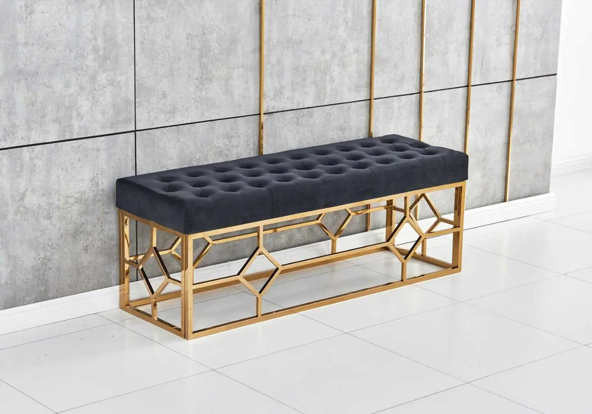 Banc design en noir et piétement doré | Novia
