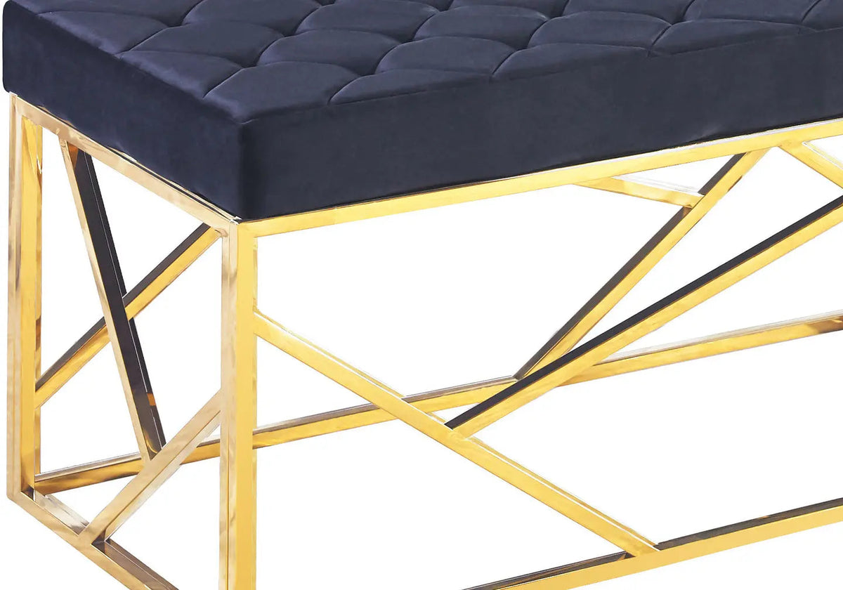 Banc design capitonné en noir et doré | Zenvia