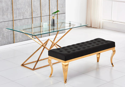 Banc design en noir et structure dorée | Halo