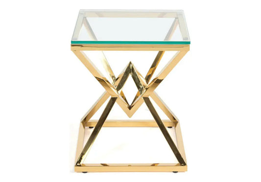 Bout de canapé design verre et acier doré | Kaelo