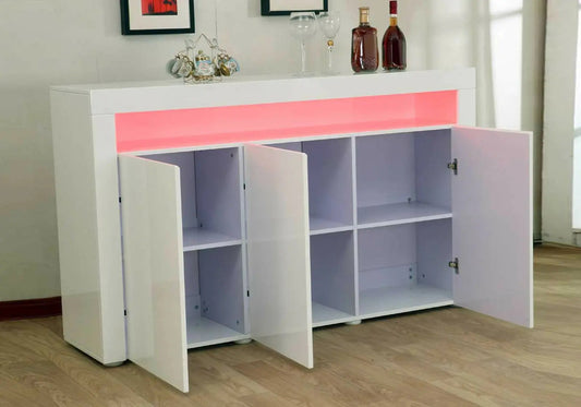 Buffet design laqué blanc avec éclairage led | Solan