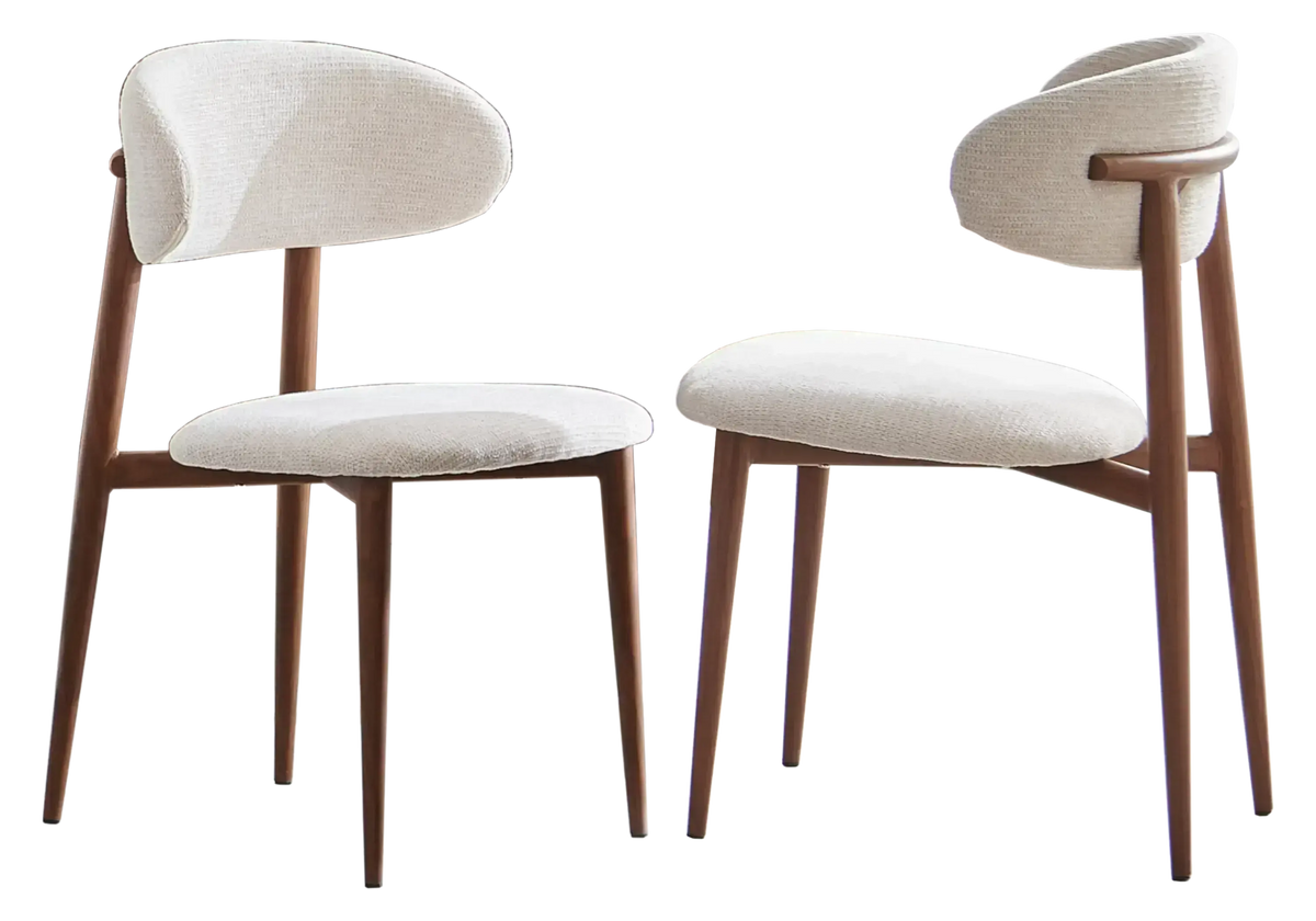 Ensemble table ovale travertin et chaises noyer | Zylo
