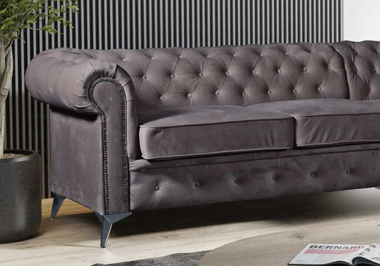 Canapé d'angle chesterfield anthracite | Nexo