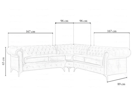 Canapé d'angle chesterfield en beige | Nexo