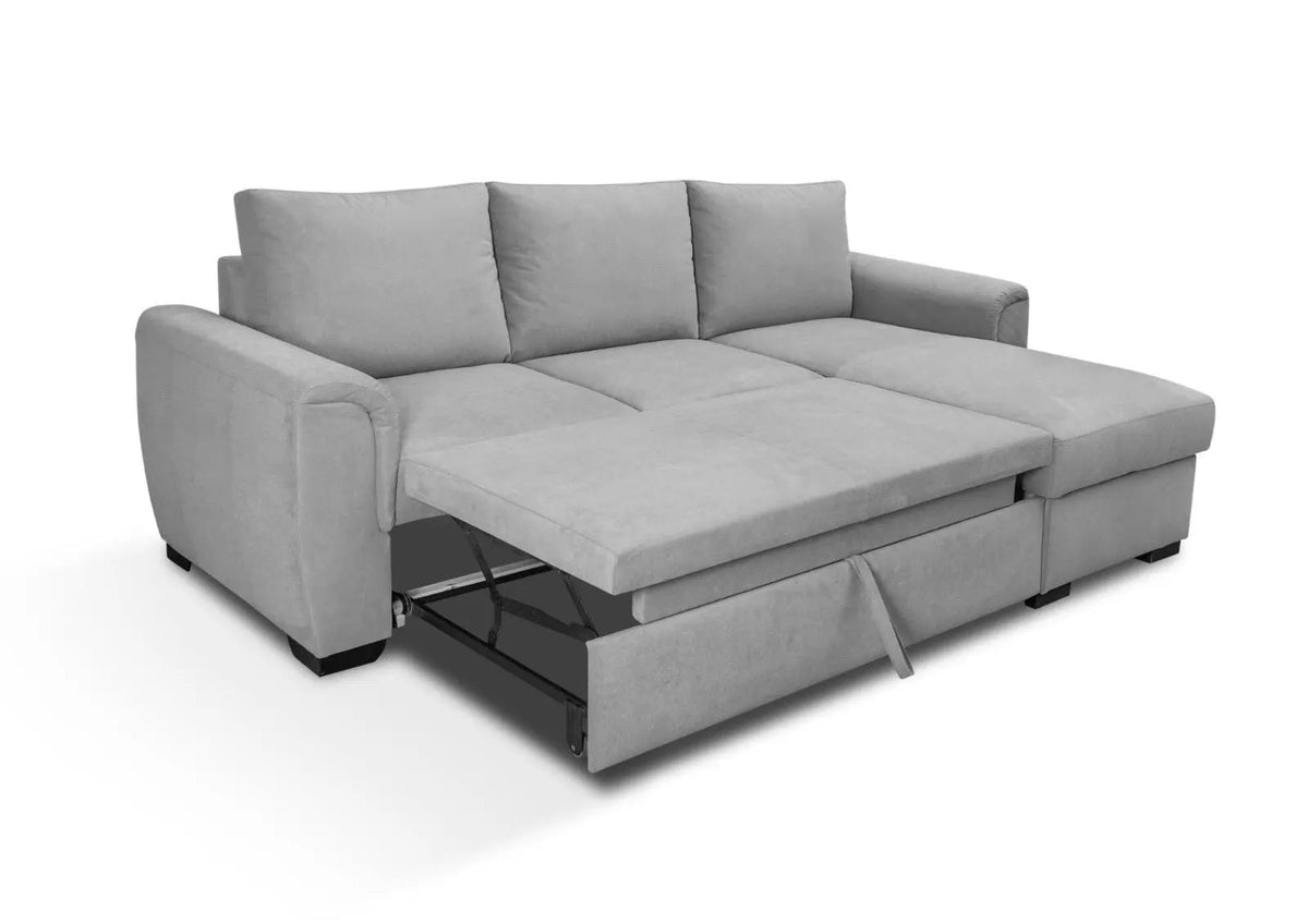 Canapé d'angle convertible gris avec rangement | Zylo