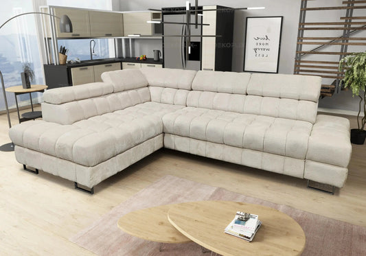Canapé d'angle moderne convertible boucle blanc | Nexa