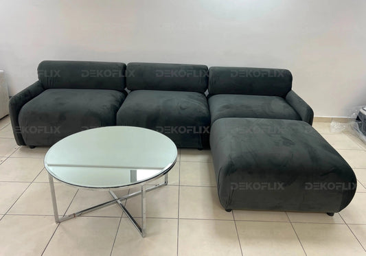 Canapé d'angle modulable en beige pour salon | Zuva