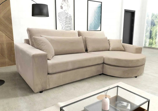Petit canapé d'angle en beige pour salon | Aurelia