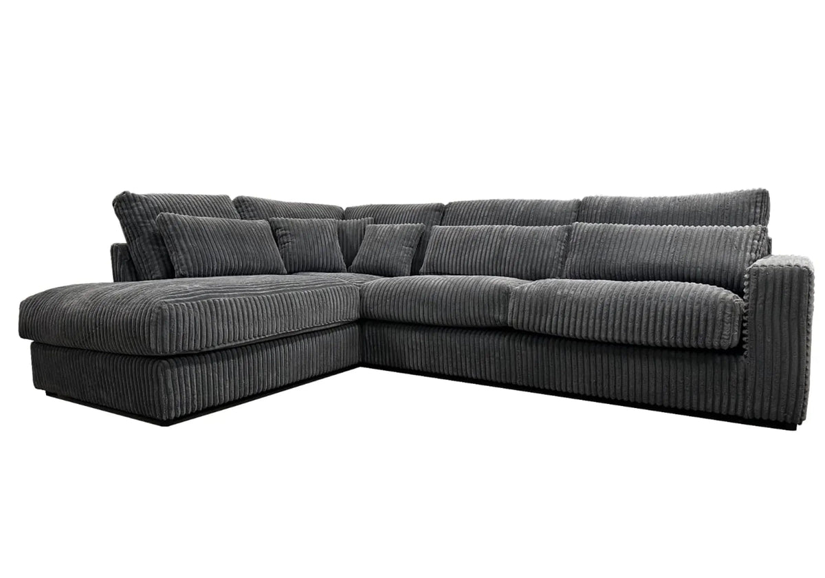 Canapé d'angle velours côtelé anthracite | Luma