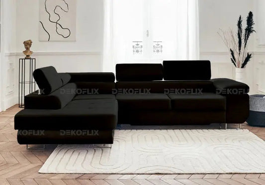 Canapé d'angle moderne en noir 275x205 | Aven