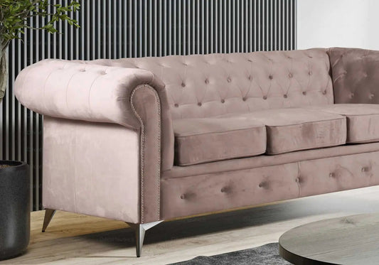 Canapé chesterfield en beige capitonné | Nexo