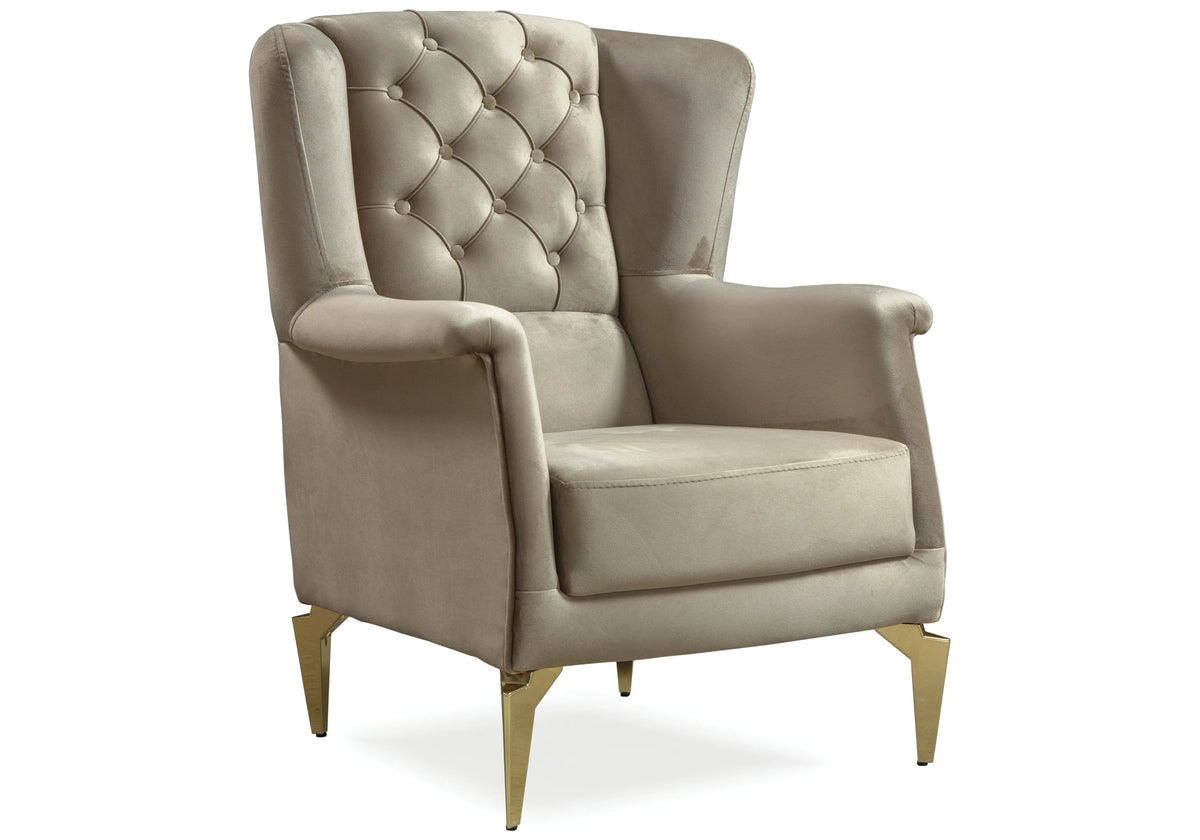 canape chesterfield velours beige ella - Vue 5 - KOORIS