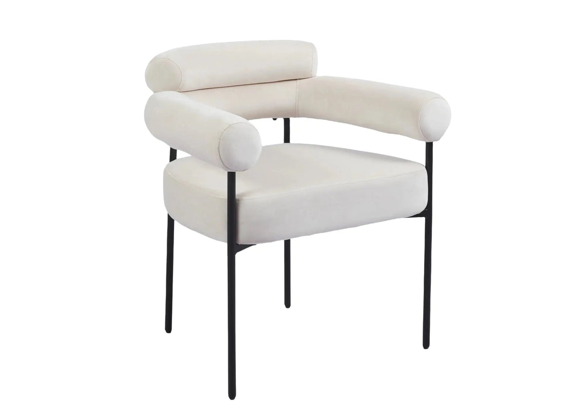 Fauteuil de table en beige avec pieds noirs | Kove