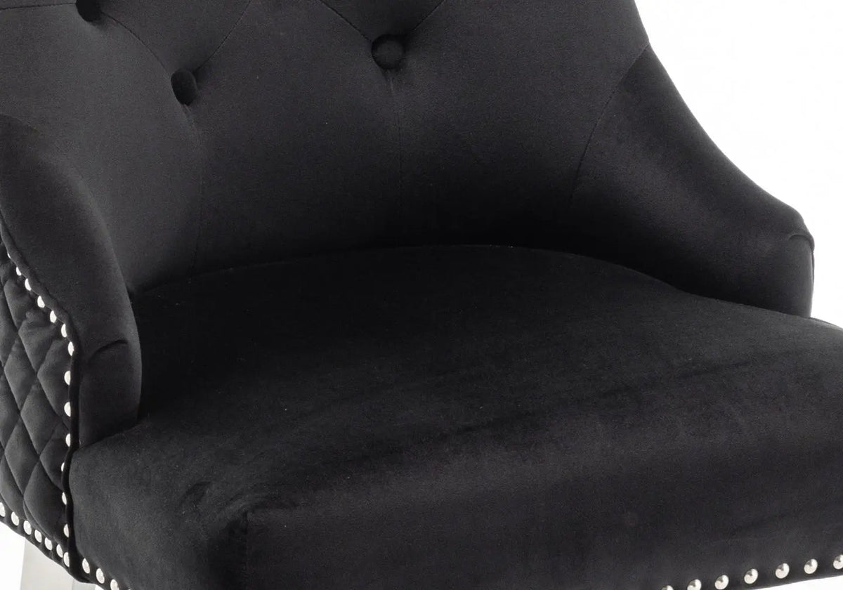 Lot de 2 chaises capitonnées noir & argent | Nuvio