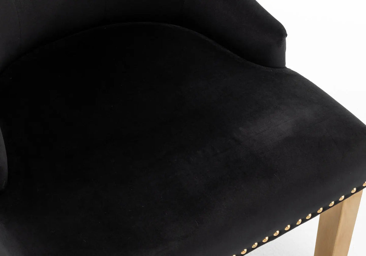 Lot de 2 chaises capitonnées noir et doré | Nuvio
