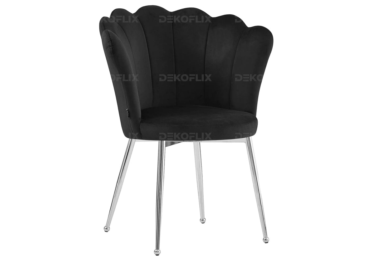 Ensemble table marbre blanc et 4 chaises argent | Vetra