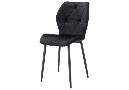 4 chaises coquillage en noir et pieds noirs | Zyra