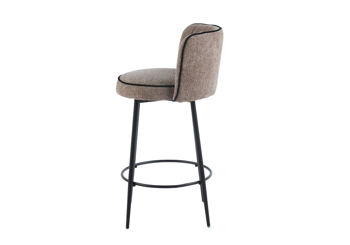 Lot de 2 chaises hautes de bar tissu taupe | Veltra