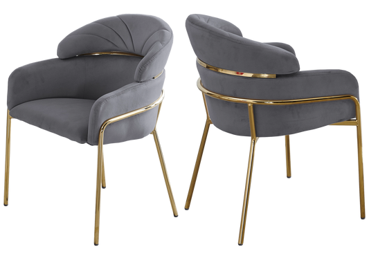 Lot de 4 chaises en gris et pieds dorés | Beda