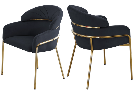 Lot de 4 chaises en noir et pieds dorés | Beda