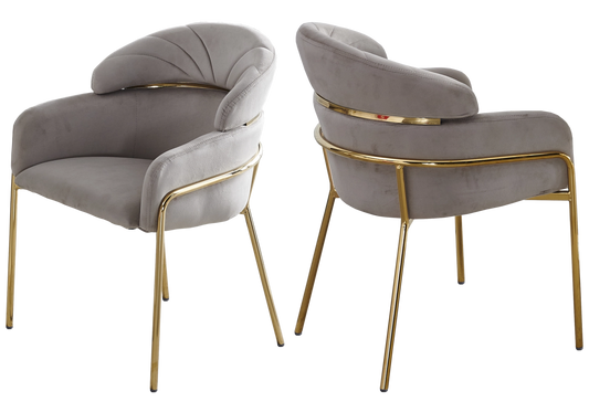 Lot de 4 chaises en taupe et pieds dorés | Beda