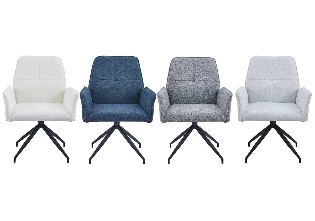 Lot de 2 fauteuils de table pivotants tweed bleu | Zyra