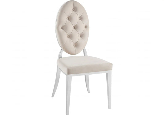 4 chaises médaillon capitonnées beige | Iris