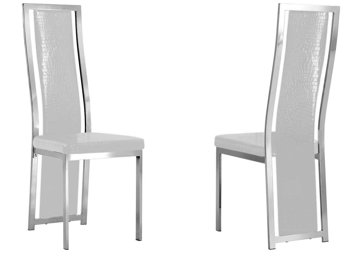 Ensemble table verre trempé et 6 chaises argent | Kiro