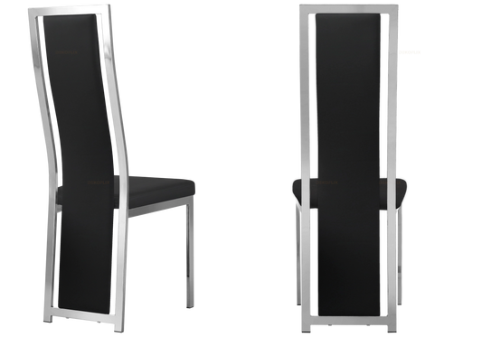 Lot de 6 chaises de salle à manger simili noir | Kora