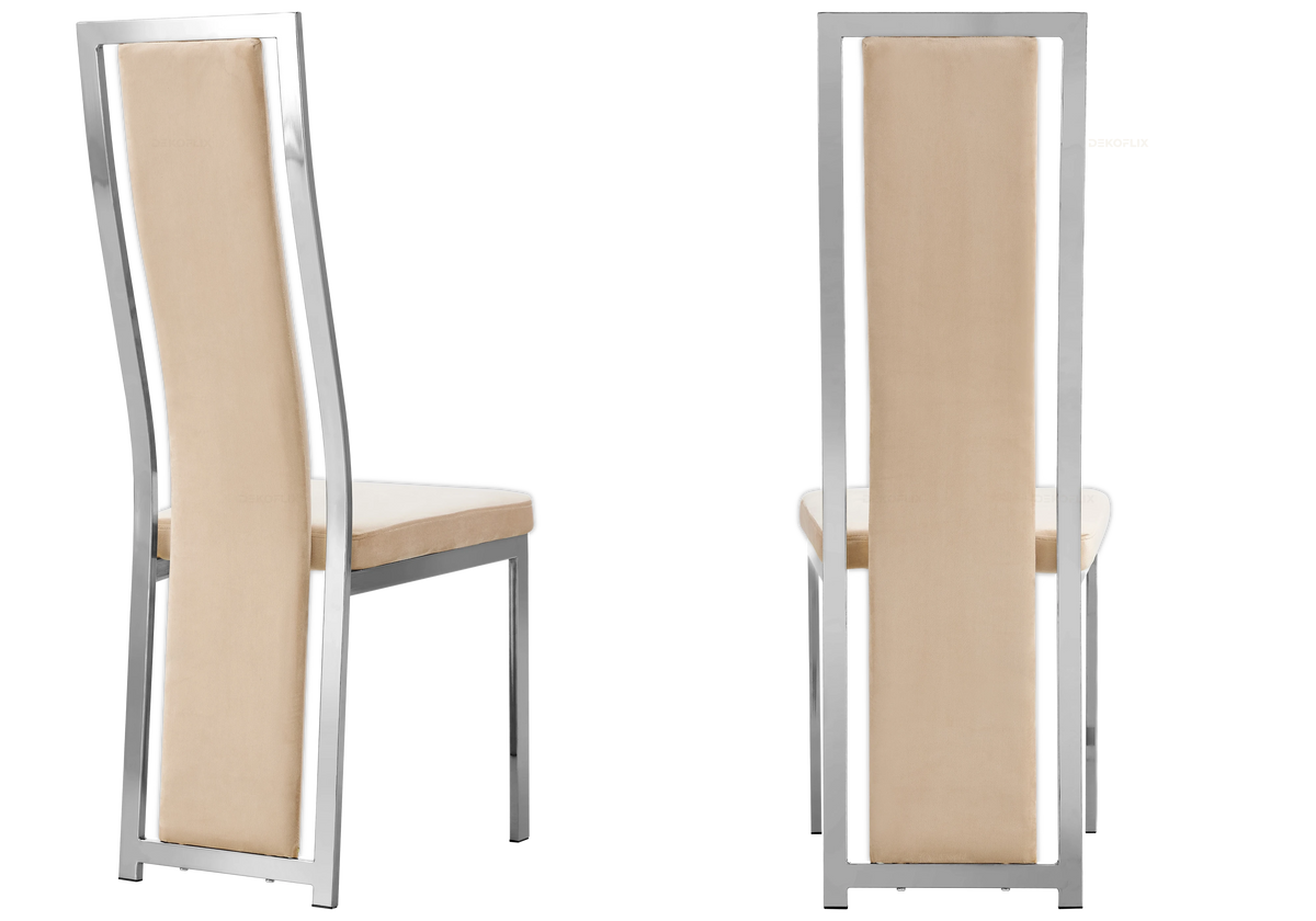 Lot de 6 chaises design en beige et acier | Kora