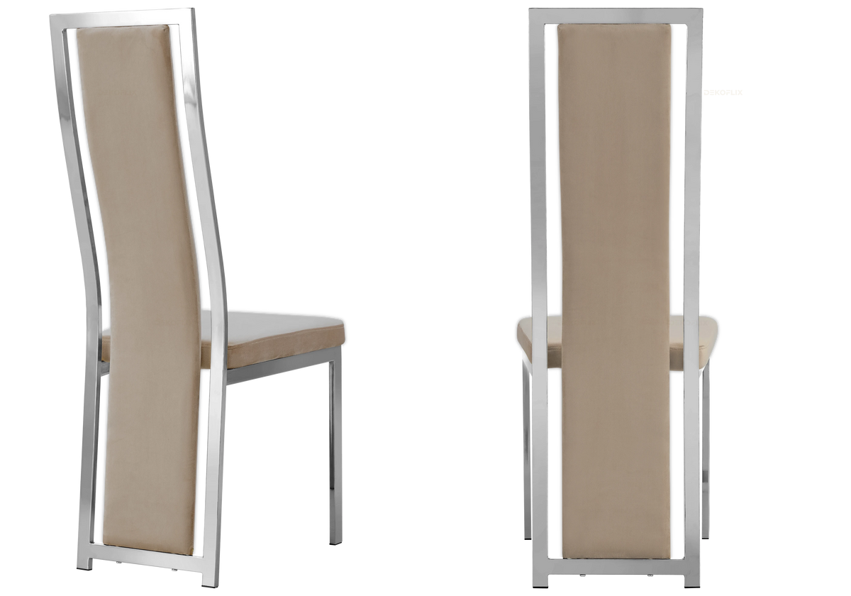 Lot de 6 chaises en taupe et acier argenté | Kora