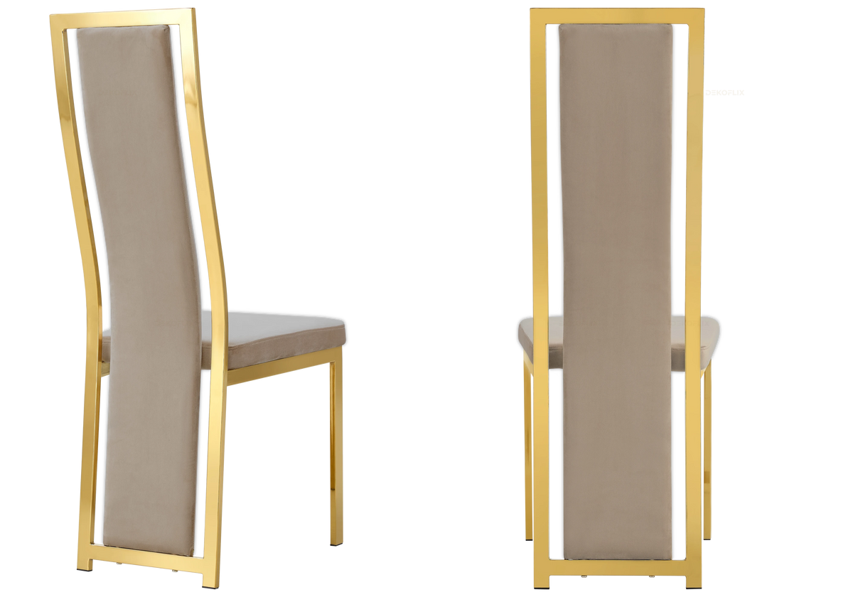 Lot de 6 chaises design taupe et pieds dorés | Kora