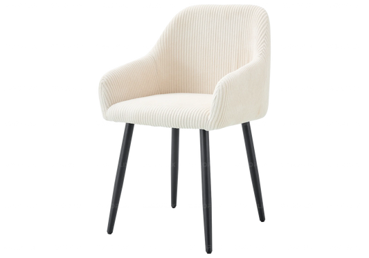 Lot de 2 fauteuils de table velours côtelé beige | Kynox