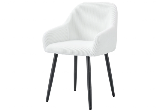 Lot de 2 fauteuils de table velours côtelé écru | Kynox