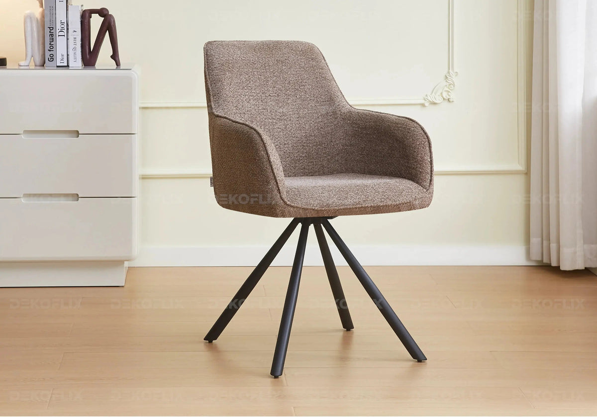 Lot de 2 fauteuils de table en bouclée taupe | Solix