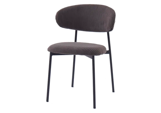 Lot de 4 chaises velours côtelé gris pieds noirs | Vexta