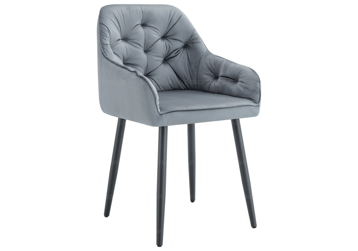 Lot de 2 fauteuils capitonnés en gris | Vexa