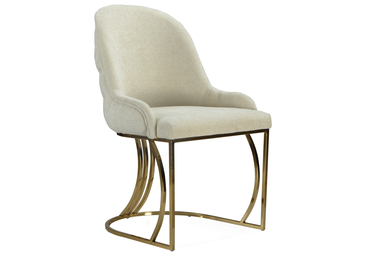 fauteuils table tissu beige capitonnes dores sara x2 - Vue 4 - KOORIS