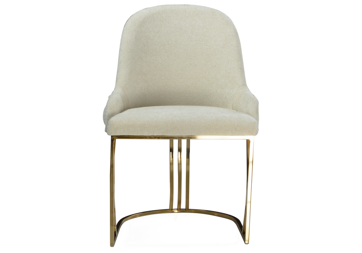 fauteuils table tissu beige capitonnes dores sara x2 - Vue 2 - KOORIS
