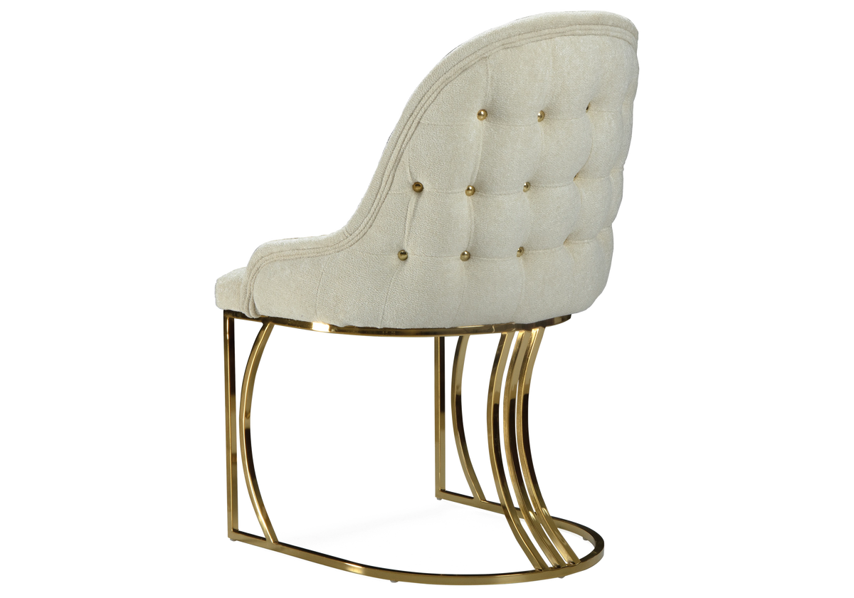 fauteuils table tissu beige capitonnes dores sara x2 - Vue 3 - KOORIS