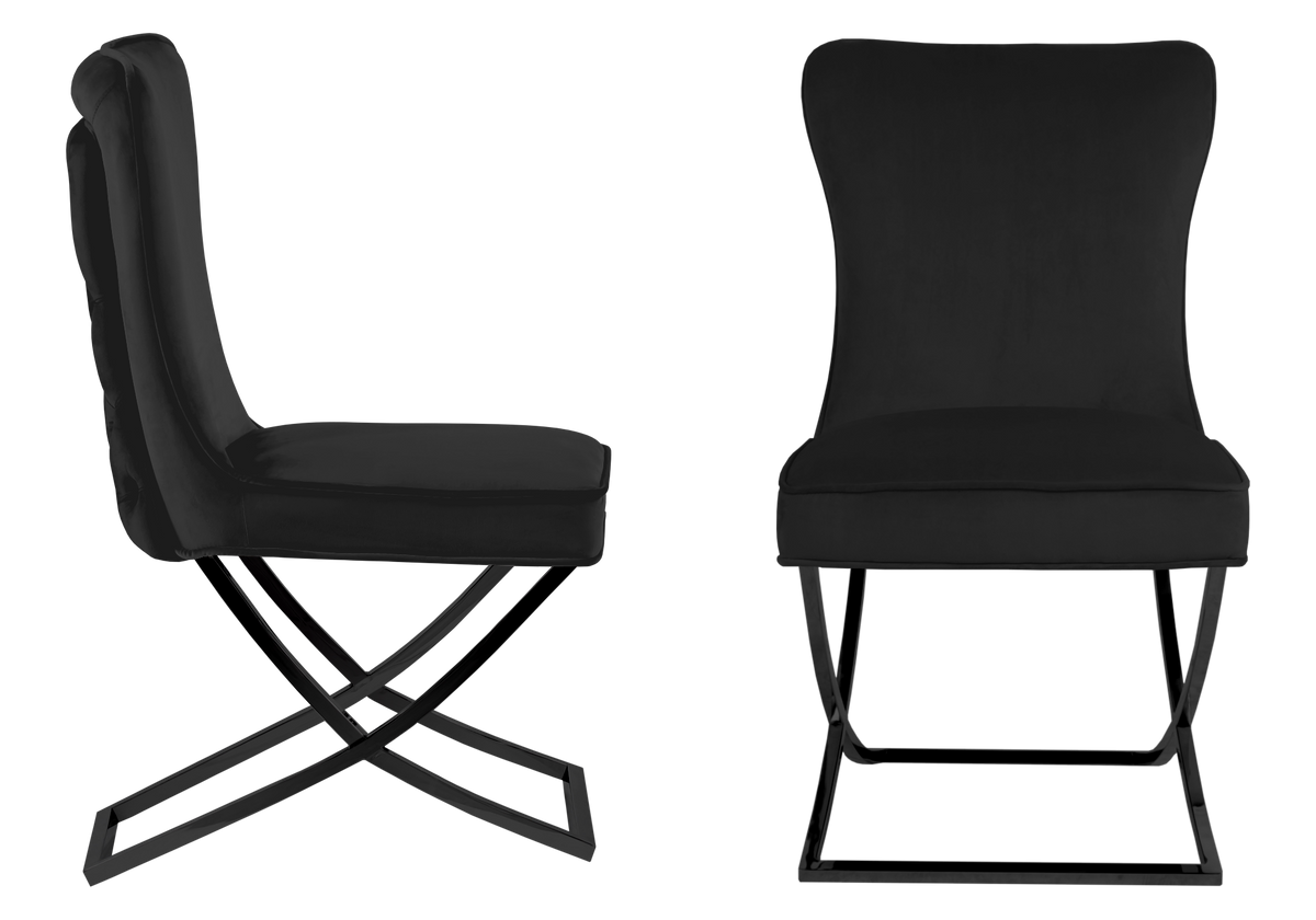 Lot de 2 chaises capitonnées en noir | Korva