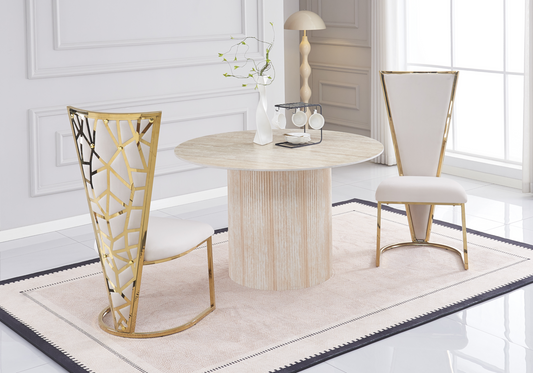 Lot de 2 chaises dossier haut beige doré | Zyro