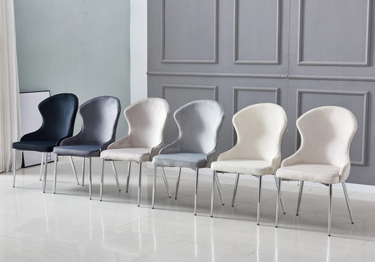 Lot de 4 chaises noir capitonné et argent | Velora