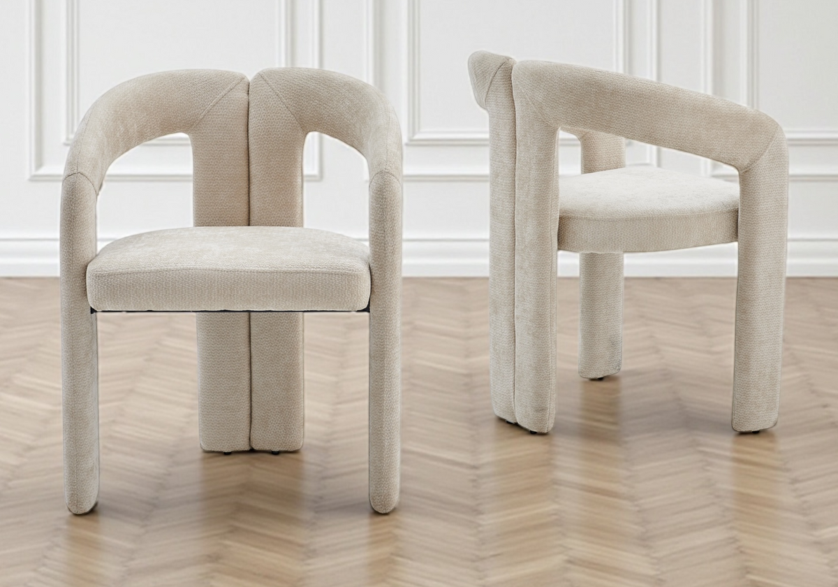 Chaise fauteuil organique tissu sable x2 | Vexta