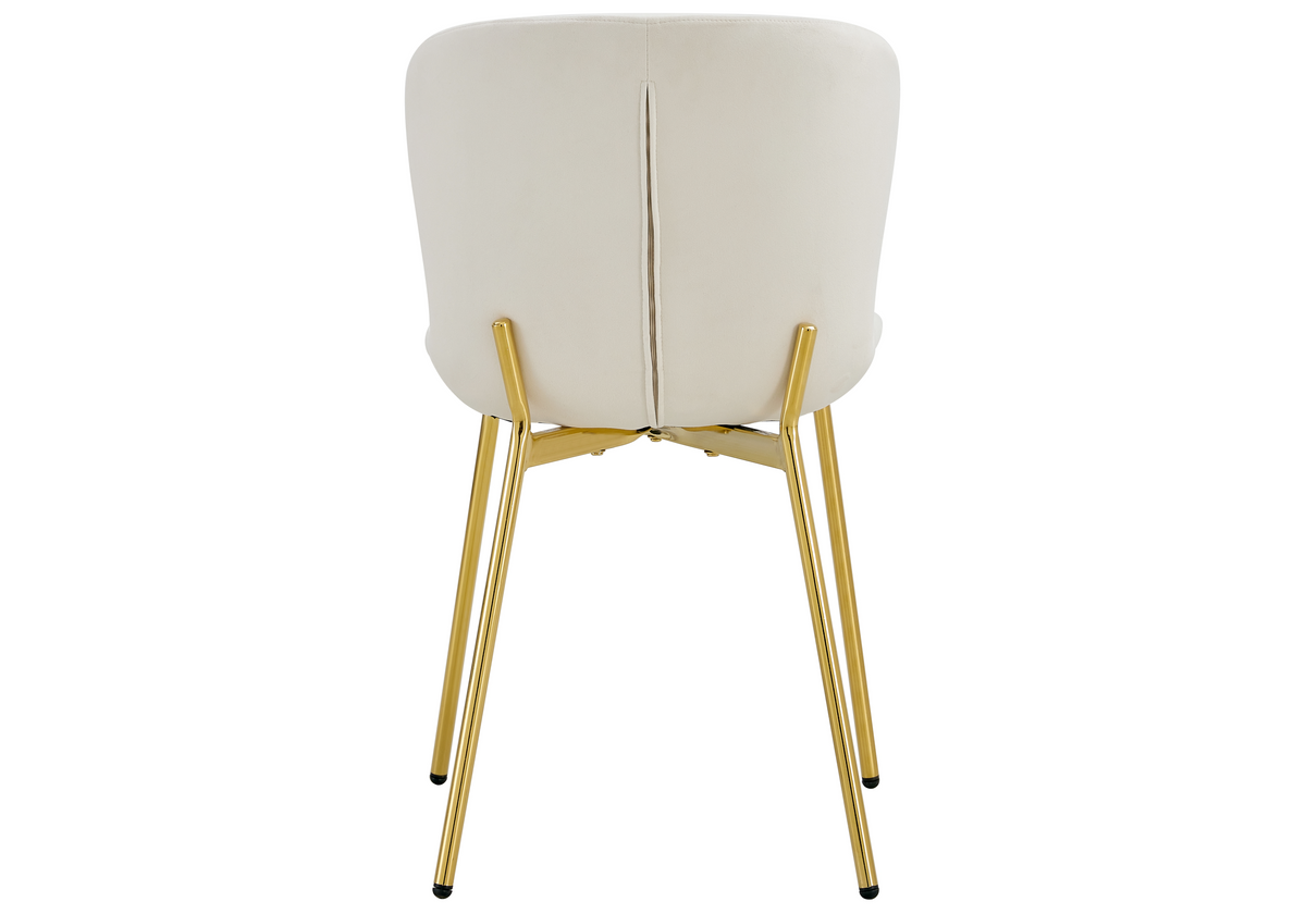 4 chaises de salle à manger velours écru pieds dorés | Kyro
