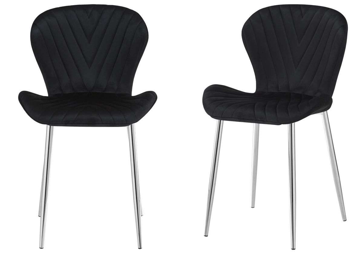 Lot de 4 chaises en noir et pieds argentés | Aura